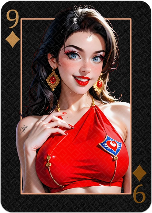 Customized Playing Card with Casino Girl Wearing Red Sleeveless