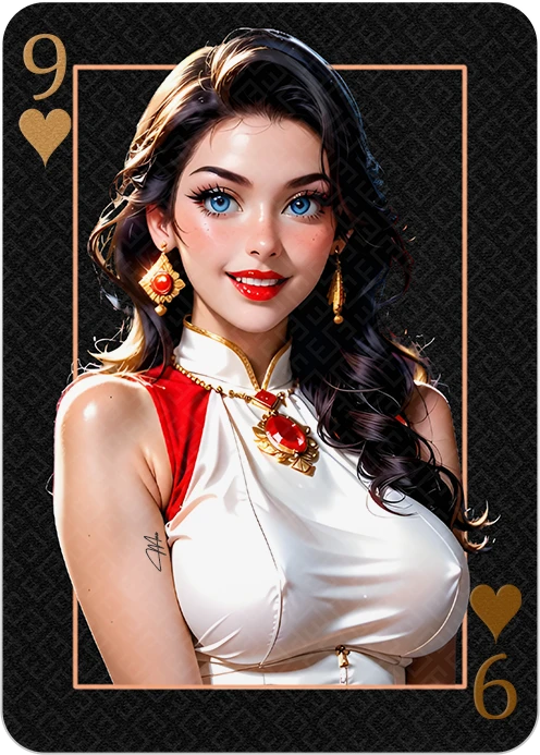 Customized Playing Card with Casino Girl Wearing White Sleeveless